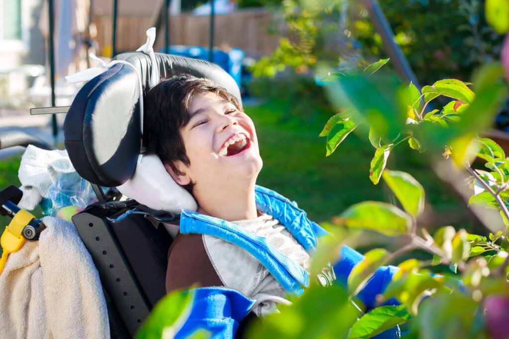 boy in wheelchair relaxed