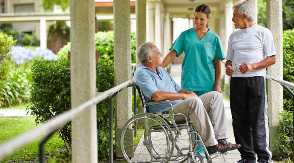 nurse in a hospital garden